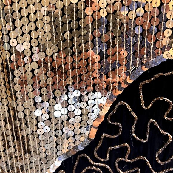 Jean for Joseph Le Bon 100% Silk Sequin Top Size Medium Gold Black Colorblock - Picture 10 of 16